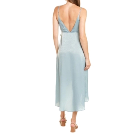 Show ME YOUR MUMU MEGHAN WRAP DRESS IN SILVER SAGE SHEEN  NEW WITH TAGS - Picture 6 of 14